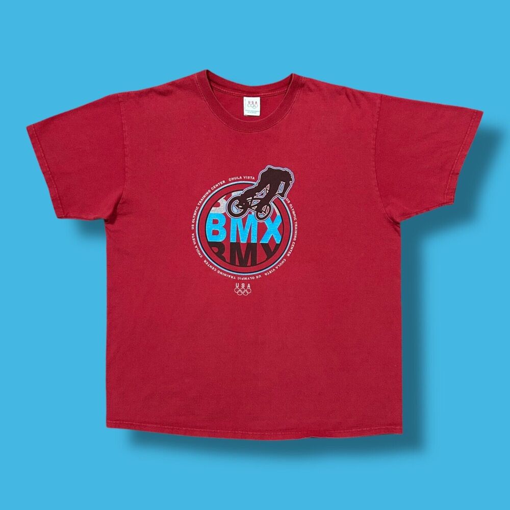 BMX Shirt Olympics Training Center y2k Graphic Tee Short Sleeve Red Size XL